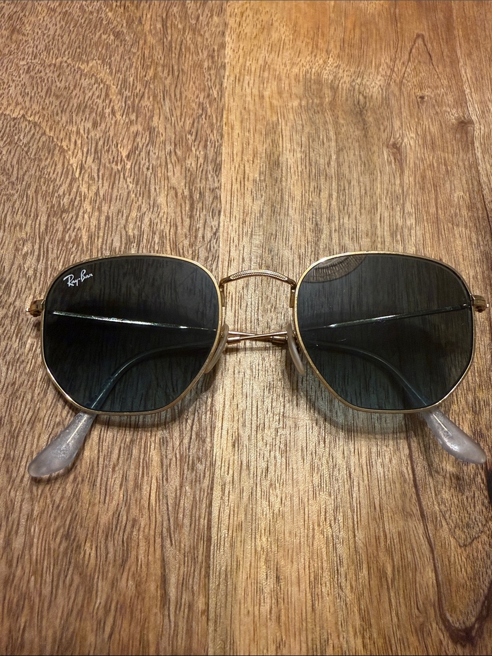 Ray-Ban Gold Frame Black Lens Sunglasses - Men's